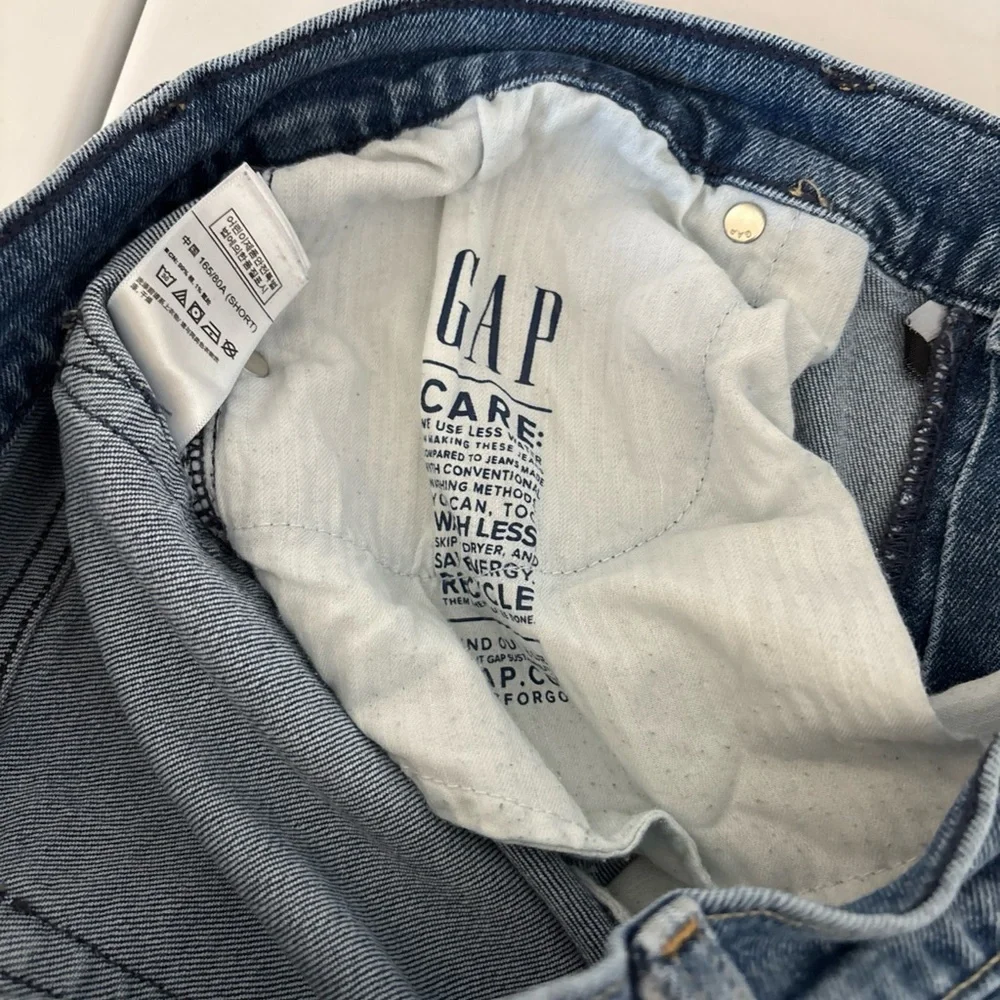 GAP High Rise Stride Wide Leg Cargo Jeans Light Wash Blue Denim 12 31 P Petite - Picture 6 of 11